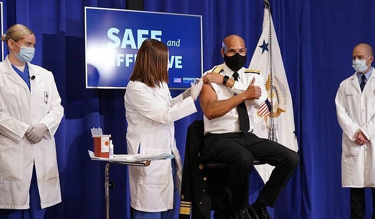 Dr. Jerome Adams, who is Black, spoke during an online forum hosted by Jackson State University. He said people distrust medical systems because of the government study that left Black men untreated for syphilis for decades, starting in the 1930s. Photo courtesy Jerome Adams