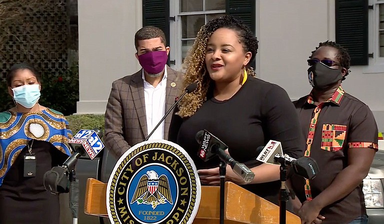 Maranda Joiner (pictured) is partnering with the City of Jackson to implement the 2021 Live. Impact. Create. Program art fellowships with $1.2 million from Surdna Foundation. Screenshot courtesy WAPT