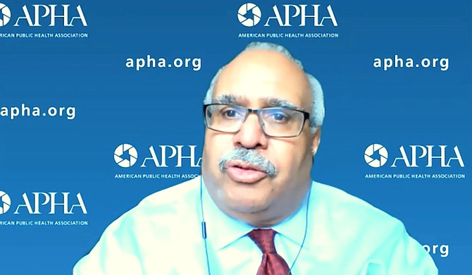 American Public Health Association Executive Director Dr. Georges Benjamin explained to journalists on Friday how the mRNA vaccine works. screenshot National Press Foundation