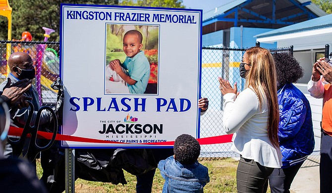 The City of Jackson Department of Parks and Recreation hosted a ribbon cutting and dedication ceremony for the Kingston Frazier Memorial Splash Pad, a miniature water park for children in Jackson, on Friday, April 2. Photo by Imani Khayyam