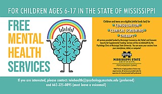 Mississippi State University’s Psychology Clinic recently received a $200,000 grant from the Coronavirus Aid, Relief, and Economic Security Act to provide free mental-health services for children in the state. Photo courtesy MSU