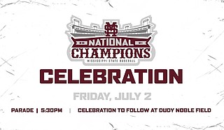 Mississippi State University will host a parade through downtown Starkville on Friday, July 2, at 5:30 p.m. to celebrate its 2021 Baseball National Championship, culminating with an event inside Dudy Noble Field at Polk-Dement Stadium. Photo courtesy MSU