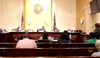 Ruby Holden (standing right) addressed the City Council on June 22, explaining how sewer backing up in her home twice in 2020 left her devastated. Photo courtesy City of Jackson