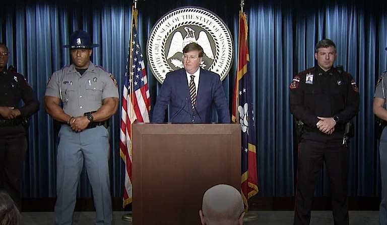 Gov. Tate Reeves announced what he called a “saturation” of state police into the capital city—from increased traffic stops to more undercover drug ops. Photo courtesy State of Mississippi