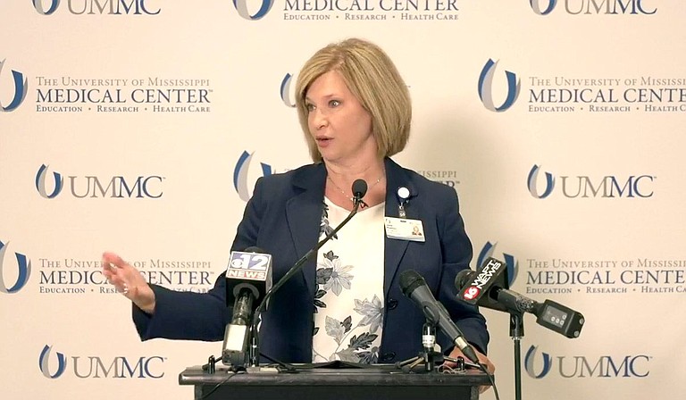 Dr. LouAnn Woodward, the head of UMMC, said the facility should help with an influx of patients, including some transferred from smaller hospitals. She described the field hospital as “a Band-Aid.” Photo courtesy UMMC