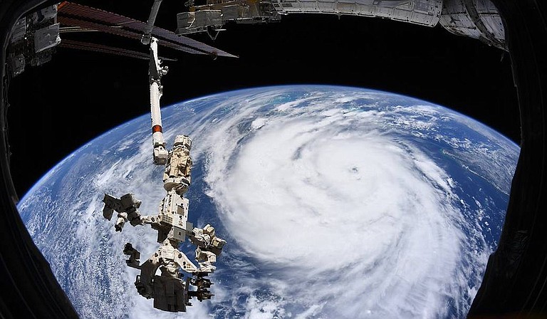 Hurricane Ida blasted ashore Sunday as one of the most powerful storms ever to hit the U.S., knocking out power to all of New Orleans and reversing the flow of the Mississippi River. Photo courtesy NASA/European Space Agency