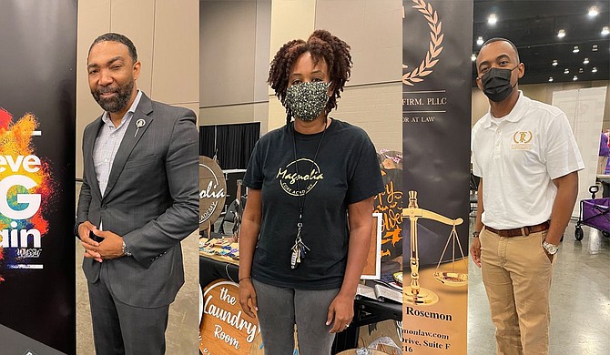 (L-R) Felix Anderson, Kawana Brookins and Marcus Roseman showcased their businesses at the 2021 Mississippi Black Business Expo on Aug. 21. Photo by Kayode Crown