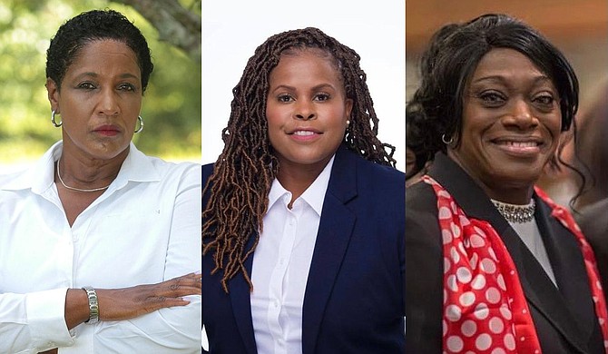 Beverly Harris-Williams, Colendula Green and Cheryl Matory are among the 13 candidates running for Hinds County sheriff on Nov. 2. Photos courtes Beverly Harris-Williams, Colendula Green and Cheryl Matory