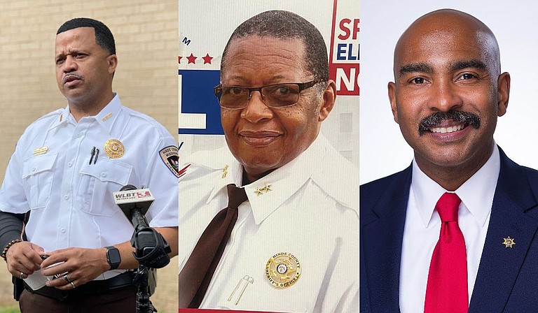 (From left) Interim Hinds County Sheriff Marshand Crisler, former Hinds County Sheriff Chief Deputy of Operations Eric Wall, and Investigation Division Captain Tyree Jones are contesting for Hinds County Sheriff position in the Nov. 2 special election. Photo courtesy Kayode Crown