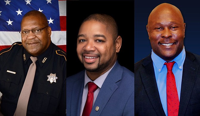 Hinds County District 4 Constable Leon Seals, Jackson Police Department Officer Brandon Caston, and former Town of Edwards Police Chief Torrance Mayfield are running for Hinds County sheriff at the special election on Nov. 2. Photos courtesy Leon Seals, Brandon Caston and Torrance Mayfield