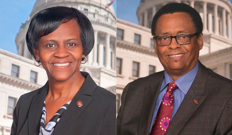 Democratic Sen. Tammy Witherspoon (left) of Senate District 38 resigned June 30 and was sworn in the next day as mayor of Magnolia. The Senate District 32 seat became vacant when Democratic Sen. Sampson Jackson (right) stepped down June 30. Photo courtesy State of Mississippi
