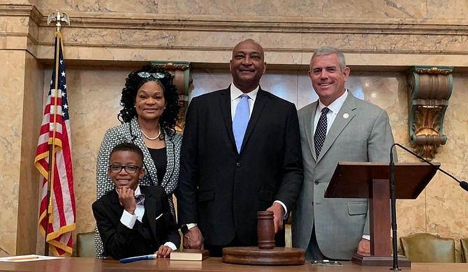 Democratic Rep. Robert Sanders of Cleveland took his oath of office during a small ceremony Wednesday in the House chamber. He served as sergeant-at-arms for the Mississippi Senate from 2000 to 2004. Photo courtesy Mississippi House of Representatives