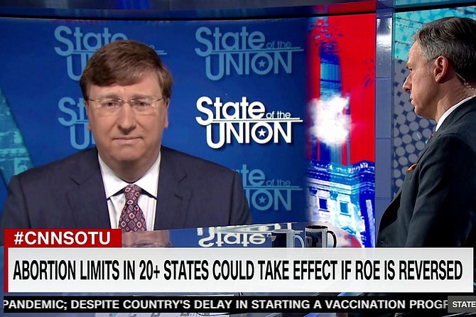 Mississippi Gov. Tate Reeves told CNN's Jake Tapper that his state will move to enact a 2007 "trigger law" banning nearly all abortions from the moment of conception if Roe v. Wade is overturned. Screenshot courtesy CNN