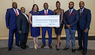 Jackson State University recently received a $150,000 endowment from The P3 Group, Inc., the largest African American-owned real-estate development firm in the United States. The P3 Group also donated $150,000 to Florida A&M University. Photo courtesy JSU