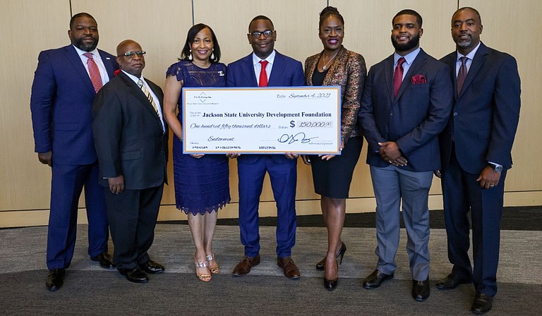 Jackson State University recently received a $150,000 endowment from The P3 Group, Inc., the largest African American-owned real-estate development firm in the United States. The P3 Group also donated $150,000 to Florida A&M University. Photo courtesy JSU