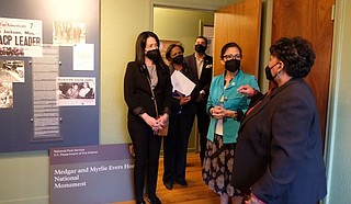 Interior Secretary Deb Haaland toured Mississippi civil rights sites Tuesday, seeing the crumbling rural store that's part of the history of the 1955 lynching of Black teenager Emmett Till and touring the home where state NAACP leader Medgar Evers was assassinated in 1963. Photo courtesy Deb Haaland