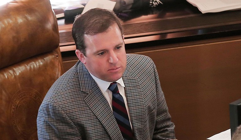 Senate Finance Committee chairman Josh Harkins, R-Flowood, was present during a Senate Finance Committee meeting at the Mississippi State Capitol in Jackson, Miss., Tuesday, Feb. 1, 2022. Photo by Imani Khayyam