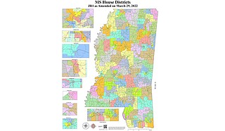 The Mississippi House and Senate on Thursday approved each other's redistricting plans that are likely to maintain Republican majorities in each chamber. Photo courtesy Mississippi Automated Resource Information System