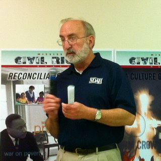 H.T. Holmes, director of the Mississippi Department of Archives and History, speaks to attendees at a community meeting April 4 in Holly Springs.