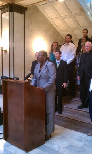 Pahaedra Robinson of the Mississippi Center for Justice spoke against House Bill 1396 at a press conference this morning.