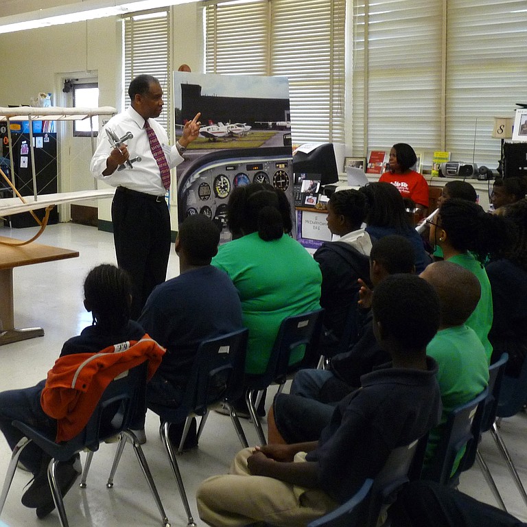 Students at Walton Elementary School learned about aviation during Space Day last Friday.