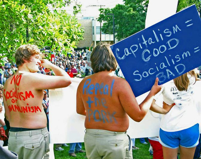 A few of the protesters at Jackson's "Tea Party" yesterday.