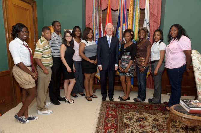 Pictured (left to right) are Youth Council members Amara Knott, Jeffery McCaskill, Alexander Bohannon, Mary Spooner, Miya Cannon, Kiara Walker, U.S. Sen. Thad Cochran, Brianna Marshall, Khadijra Britton, Tammera Turner and Iasia Collins.