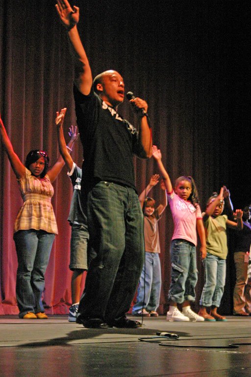 Step Afrika! cast members taught audience members how to step at Saturday's performance.