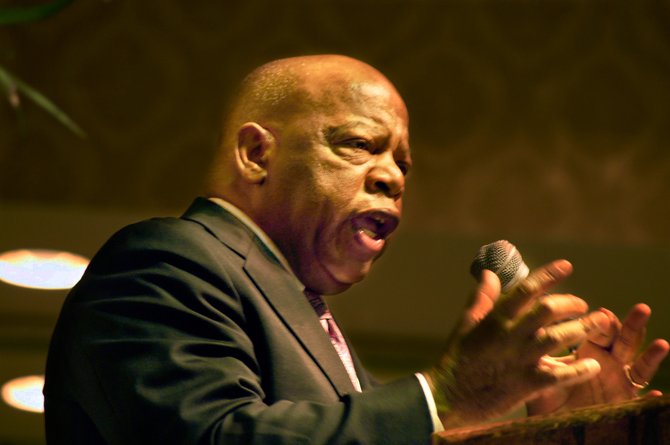 Speaking in Jackson, Congressman John Lewis, a Georgia Democrat, urged Mississippi Democrats to "get in the way" and fight for Democratic values.