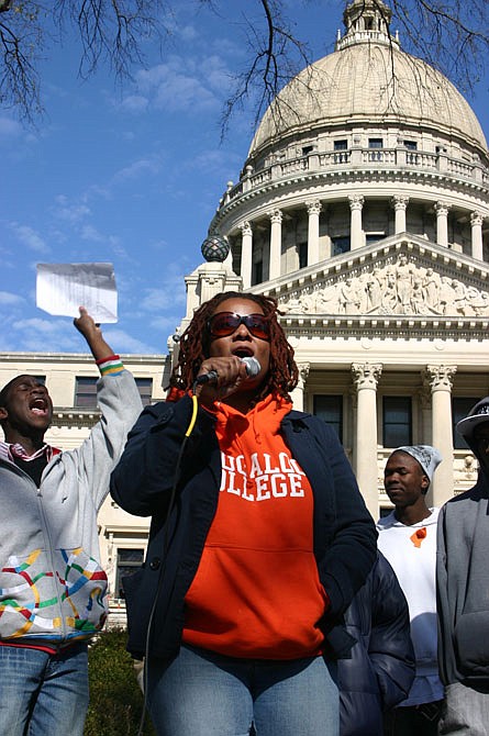 Mississippi ACLU Executive Director Nsombi Lambright at a January 2008 youth rally.