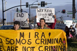 A group of protestors marched on the Capitol Thursday in protest of Senate Bill 2988, which makes it illegal for undocumented workers to be employed in the state.